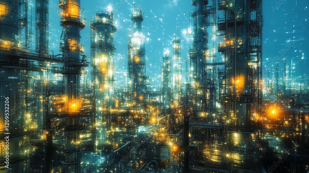 Fototapeta premium Futuristic city lights, sci-fi cityscape with bright neon, cyberpunk futuristic theme, modern city in lights