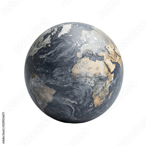 Dark Grey Marble Earth Globe World Map Design,