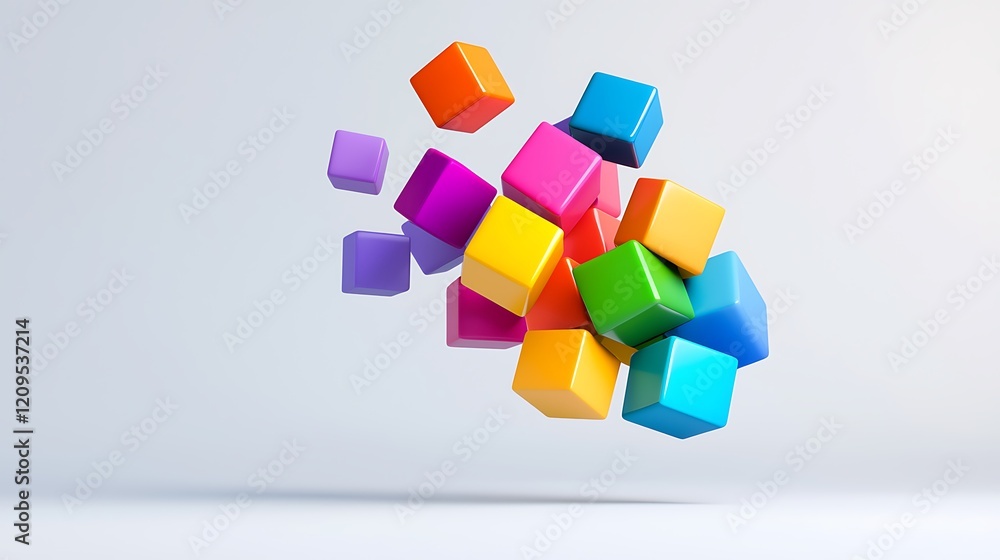 Floating Colorful Cubes Abstract Background Floating Colorful Cubes Abstract Background