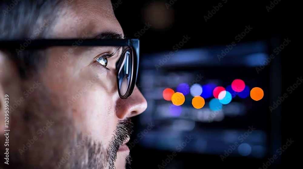 custom made wallpaper toronto digitalFocused Man Working on Computer at Night
