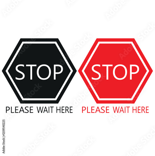  Stop Please wait here thank you vector icon