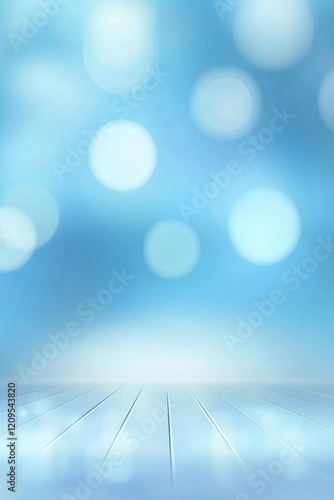 Wallpaper Mural Blurry blue background with soft circles and a wooden floor ideal for showcasing products in a minimalistic style Torontodigital.ca