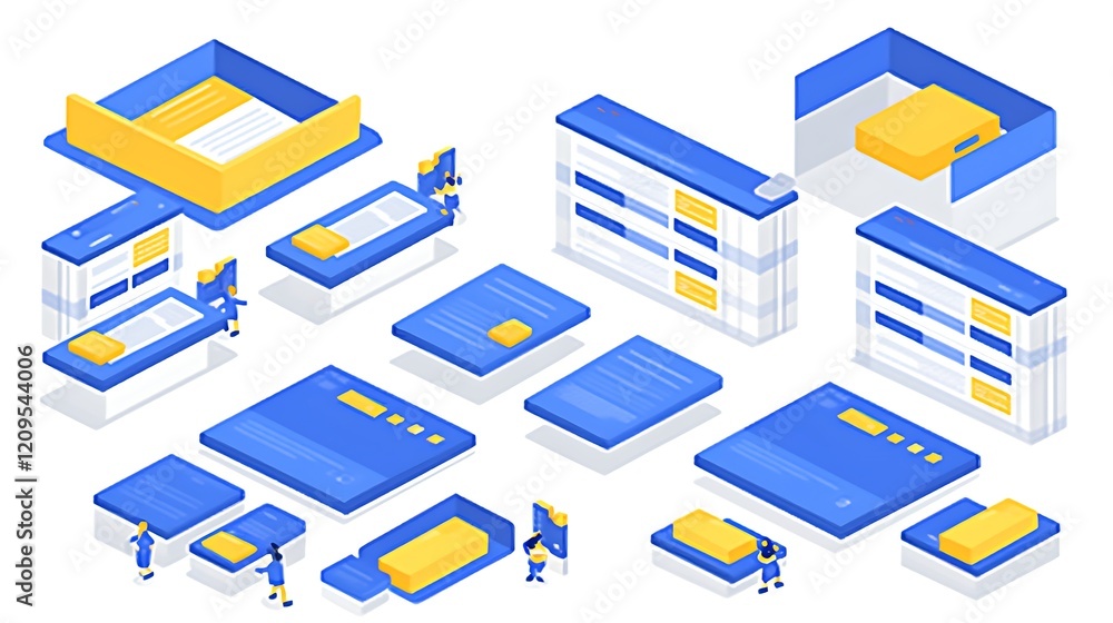 Isometric UI design elements. Isometric UI design elements.