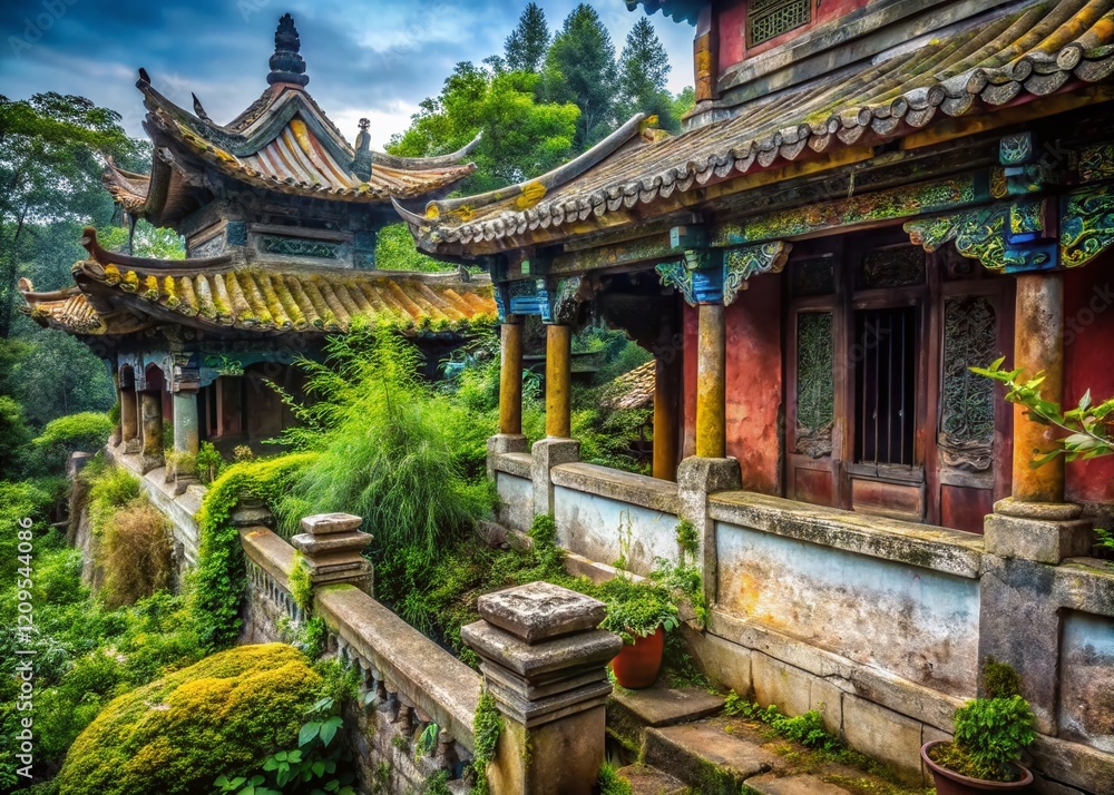 Ancient Chinese Temple Architecture: Detailed Documentary Photography Ancient Chinese Temple Architecture: Detailed Documentary Photography