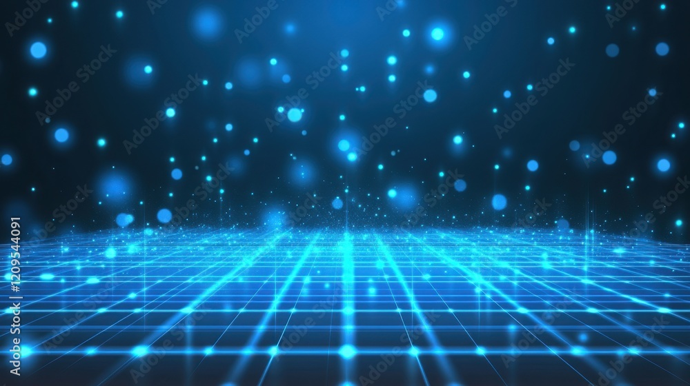 Obraz premium Vibrant abstract blue background with a blurred floor perfect for product display and showcasing modern designs