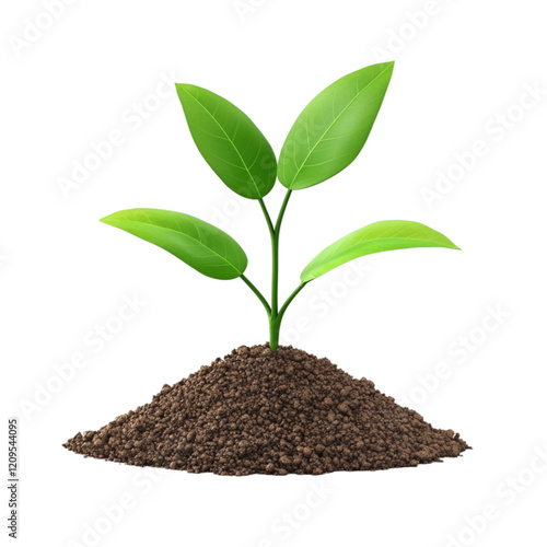 Wallpaper Mural Young Plant Sprouting from Soil Green Leaves Nature Growth, Torontodigital.ca