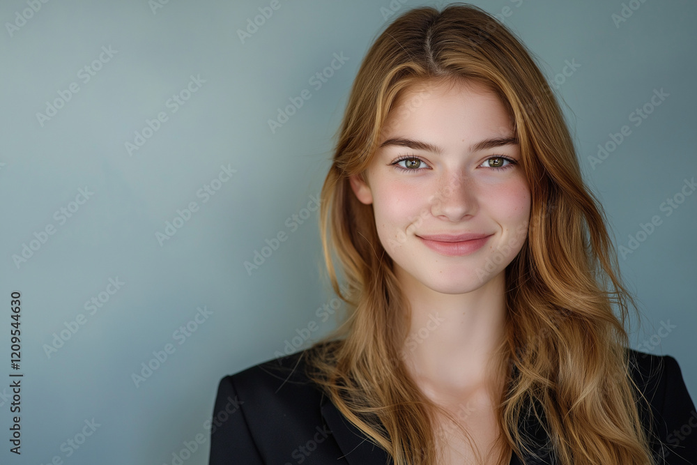 Hyperrealistic photo of a business woman in a suit smiling into the camera. Manager working in a finance company as an executive professional. Hyperrealistic photo of a business woman in a suit smiling into the camera. Manager working in a finance company as an executive professional.