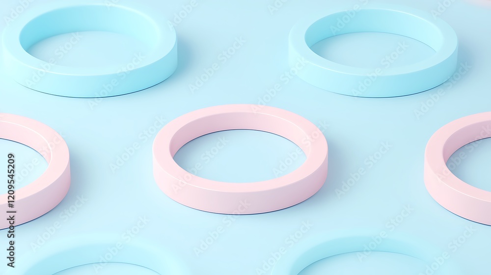 Circular Shapes on Soft Blue Background with Pastel Colors and Minimalist Design for Abstract Concepts Circular Shapes on Soft Blue Background with Pastel Colors and Minimalist Design for Abstract Concepts