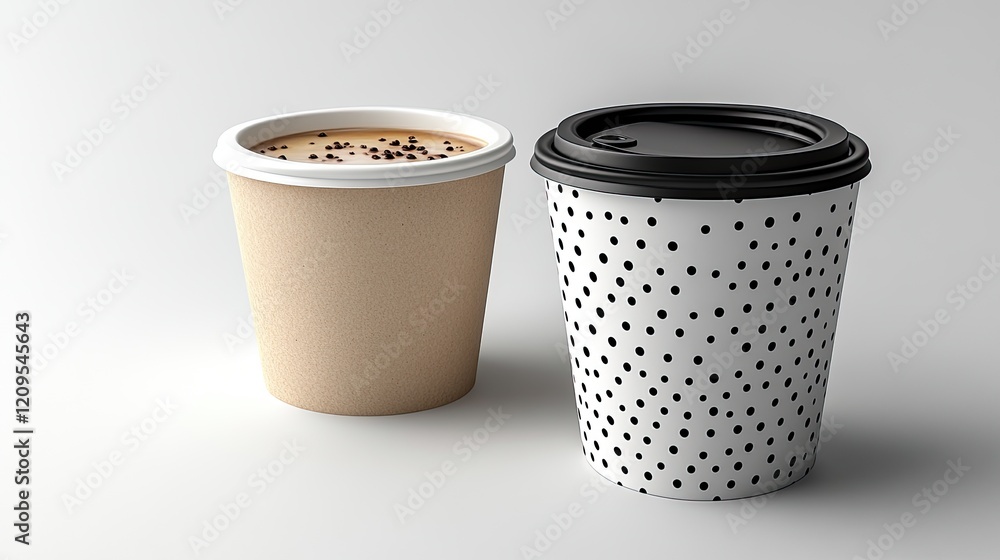 Two coffee cups, studio shot, plain background, mockup Two coffee cups, studio shot, plain background, mockup