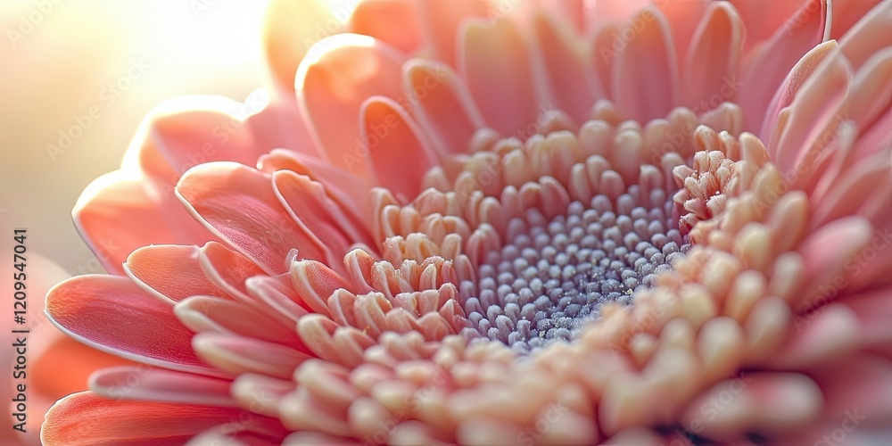 Closeup of a soft pink flowering plant with intricate petals and golden centers, bathed in warm sunlight, creating a serene and delicate atmosphere. Closeup of a soft pink flowering plant with intricate petals and golden centers, bathed in warm sunlight, creating a serene and delicate atmosphere.