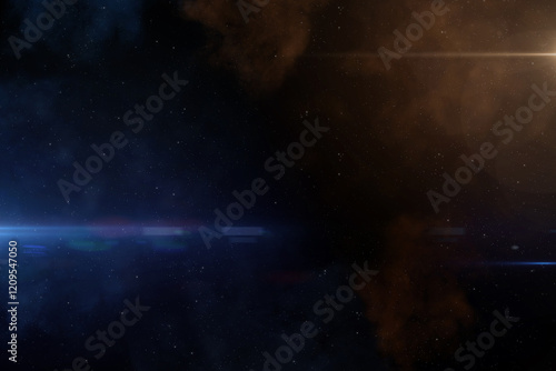 Obraz na płótnie Nebula and galaxies in space. Colorful space with lens flares stars background. Space starry template. w salonie
