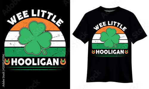 St Patrick's Day Shirt Wee Little Hooligan Funny Boys Girls T-Shirt Design Template