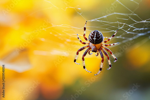 Spider on Web in Autumnal Background photo