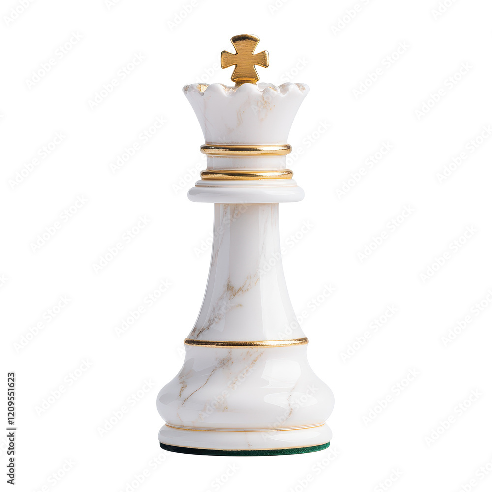 White and gold decorative chess piece with intricate design on a dark background. White and gold decorative chess piece with intricate design on a dark background.