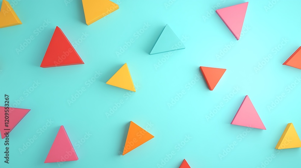 Colorful geometric shapes on a bright aqua background creating a playful and vibrant pattern design Colorful geometric shapes on a bright aqua background creating a playful and vibrant pattern design