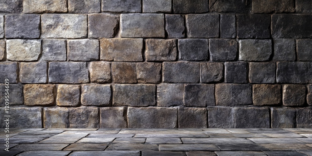 Weathered stone wall backdrop with large gray and brown blocks, vertical layout, ideal for copy space, textured background for various designs. Weathered stone wall backdrop with large gray and brown blocks, vertical layout, ideal for copy space, textured background for various designs.