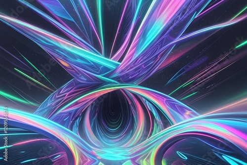 abstract 3d render holographic iridescent neon