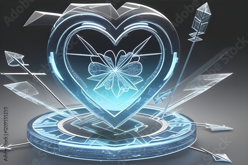 3d glass icon heart star flower gear cross