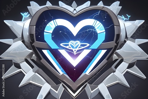 3d glass icon heart star flower gear cross
