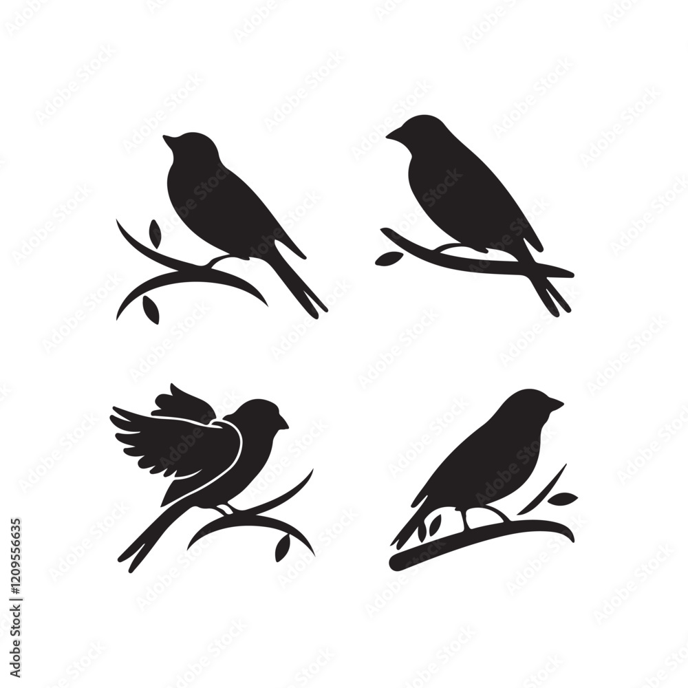 Naklejka premium set of birds on a branch