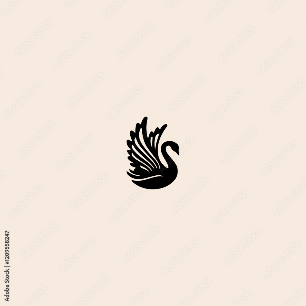 Obraz premium Swan logo icon flat vector design.