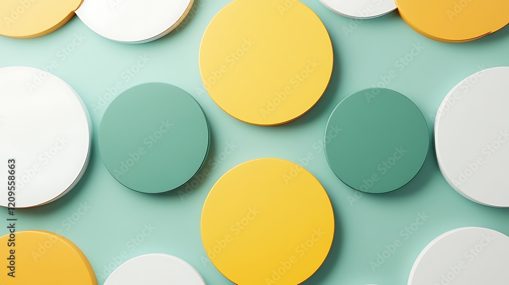 Colorful Round Shapes on a Soft Mint Background Creating a Modern and Playful Abstract Design Aesthetic Colorful Round Shapes on a Soft Mint Background Creating a Modern and Playful Abstract Design Aesthetic