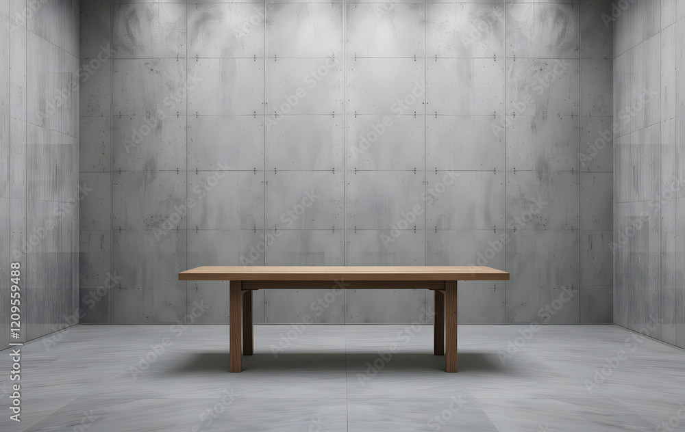 studio scene with concrete walls and a wooden table backdrop studio scene with concrete walls and a wooden table backdrop