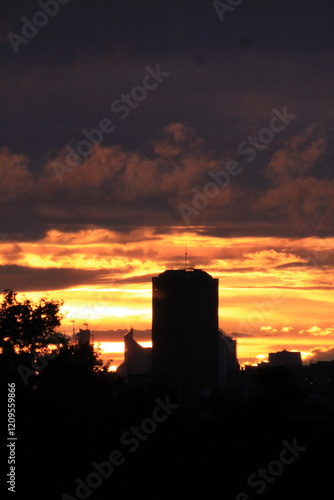sunset over the city