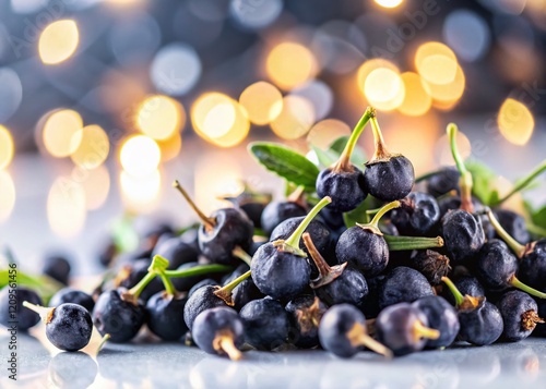 Black Goji Berries Silhouette Bokeh Background - Stock Photo
