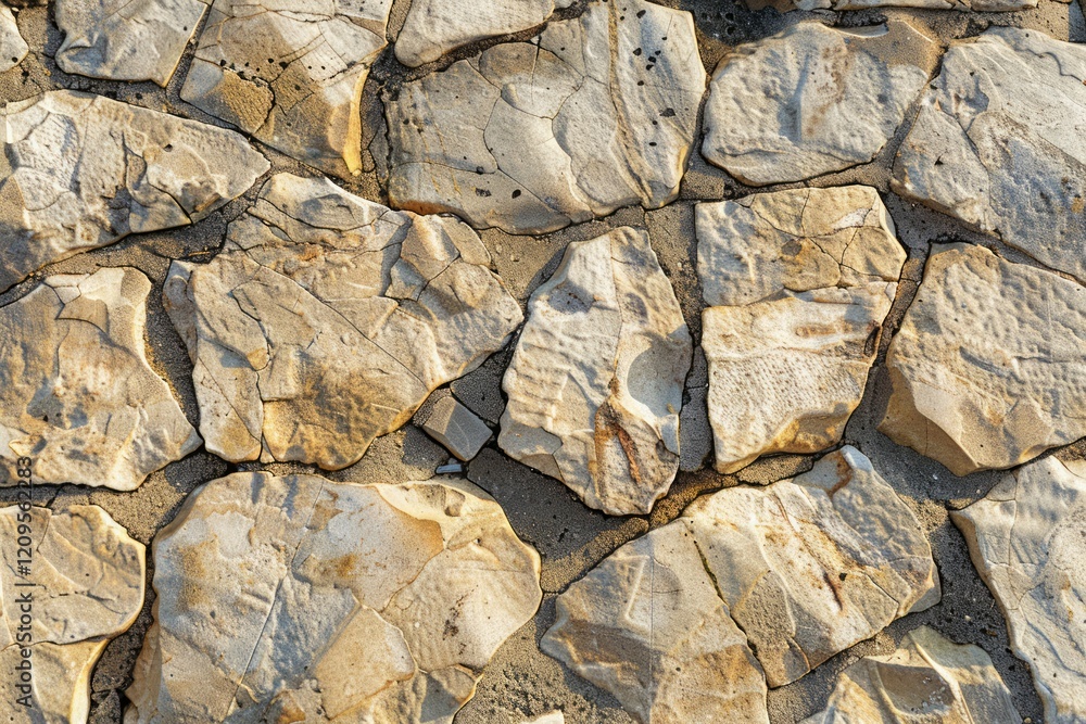 Fototapeta premium Image of Brown pebble stone paving surface. Texture for background usage