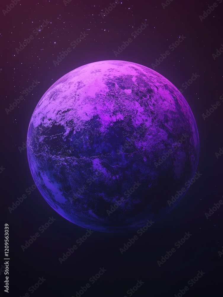 Fototapeta premium background of planet earth with purple glow, space background, blue and violet gradient, stars in the sky.