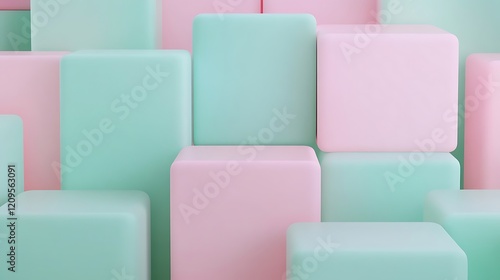 Soft Pastel Cubes in Arranged Layers with Light and Shadow Effects for Background Use photo