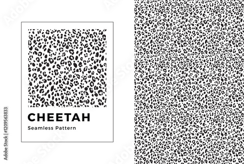 Cheetah seamless pattern. Black and white cheetah print. Vector texture. 