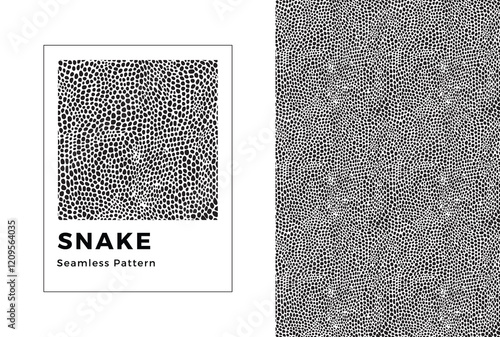 Snake seamless pattern. Black and white snake print. Vector texture. 