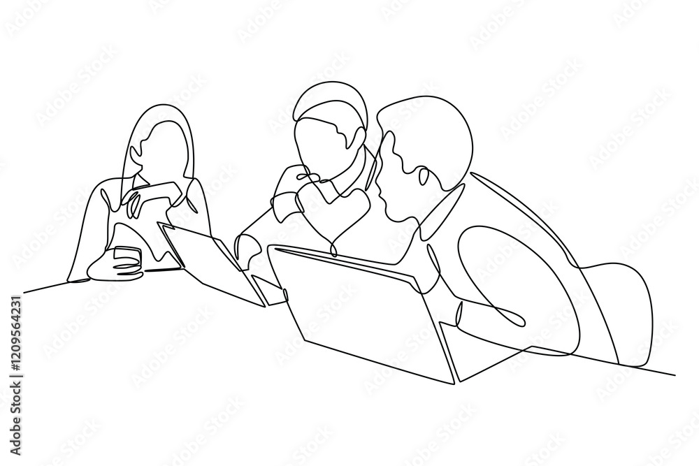 simple continuous line draw of work together for one business goal. Business team work minimalist concept. simple continuous line draw of work together for one business goal. Business team work minimalist concept.