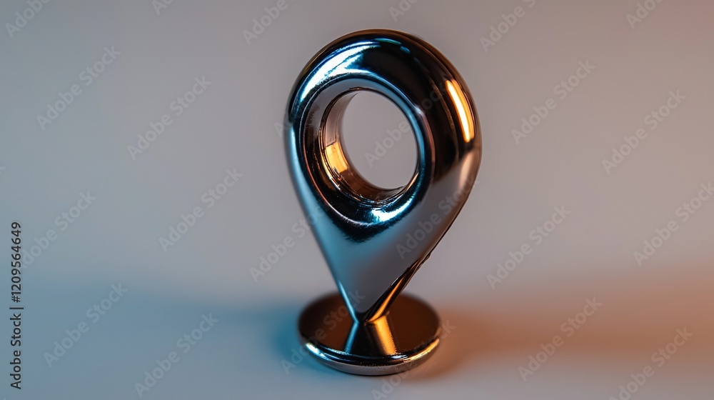 Sleek Metallic Location Marker: A Symbol of Navigation and Discovery Sleek Metallic Location Marker: A Symbol of Navigation and Discovery