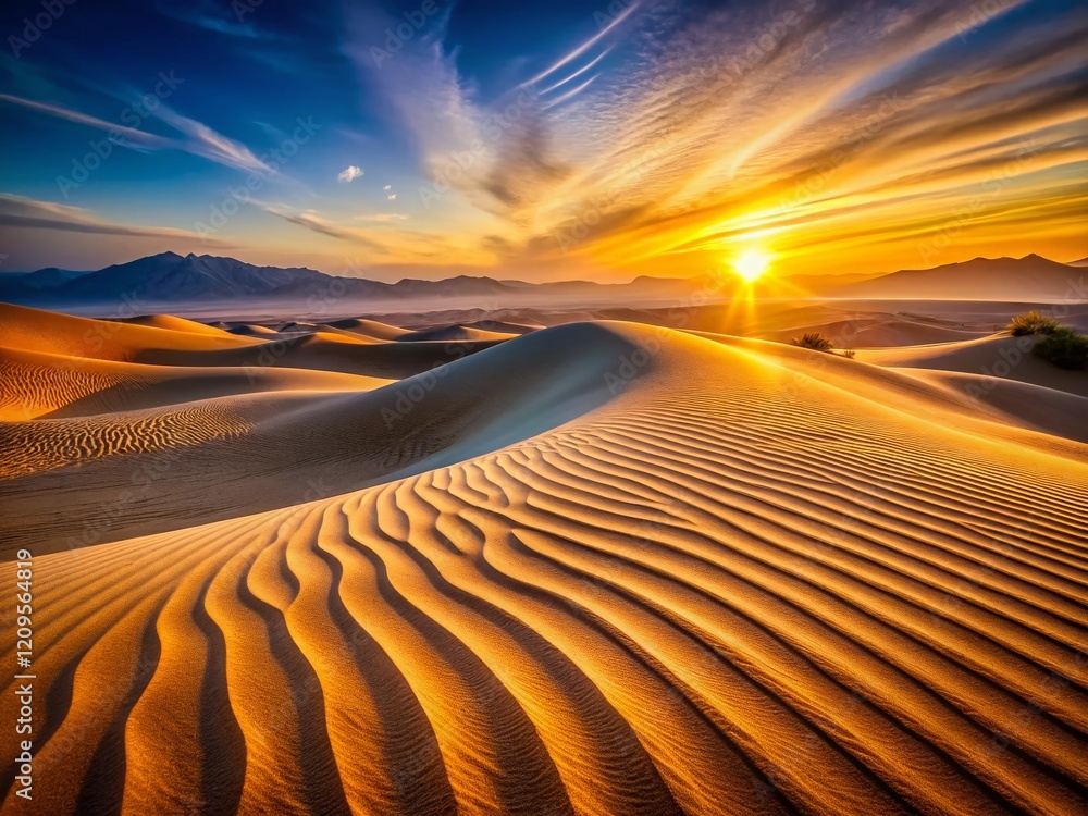 Naklejka premium Blurry Desert Dunes: Soft Focus Sand Dune Landscape Photography