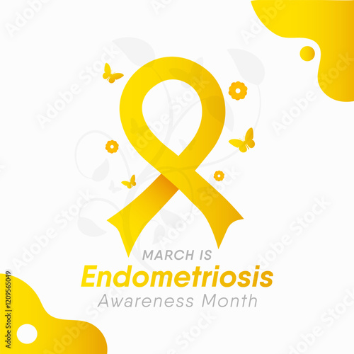 Endometriosis awareness month is observed every year in March, is a painful condition where endometrial tissue grows outside the uterus. Vector illustration