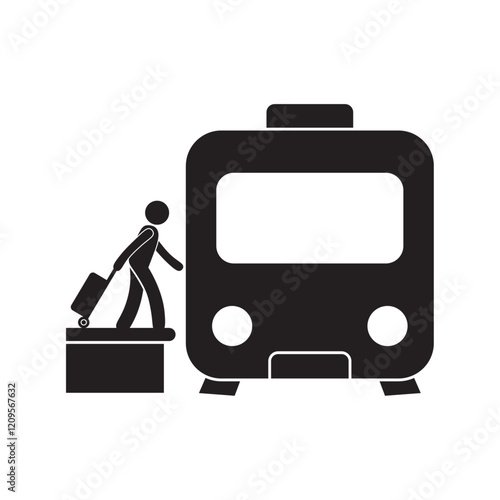 vector flat icon of passengers boarding a train