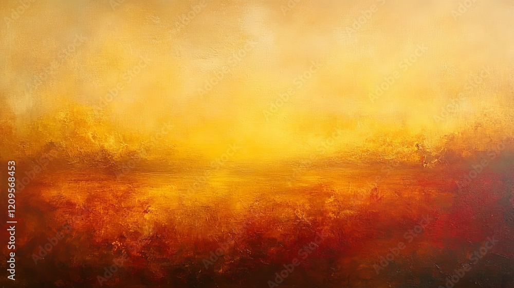 Fototapeta premium Abstract sunset painting, Golden red horizon artwork, Warm gradient canvas, Landscape art print