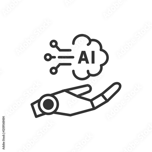 AIエージェントのイメージアイコン2 (ベクター・線画)