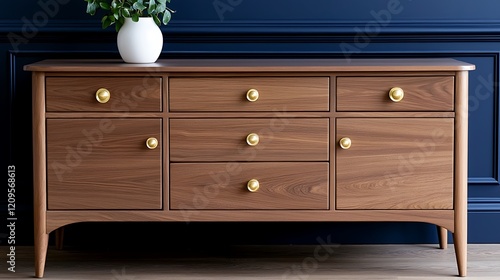 Wallpaper Mural Mid Century Modern Wooden Sideboard with Gold Knobs Torontodigital.ca