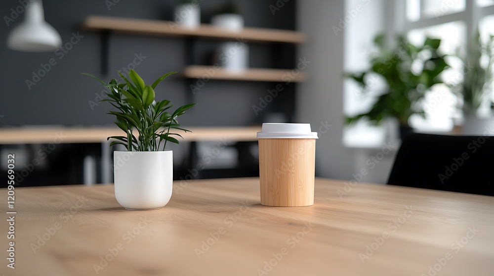 custom made wallpaper toronto digitalMinimalist Coffee Setup with Greenery