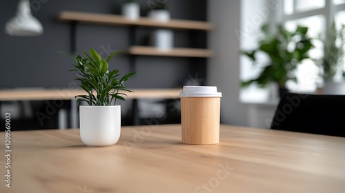 Wallpaper Mural Minimalist Coffee Setup with Greenery Torontodigital.ca