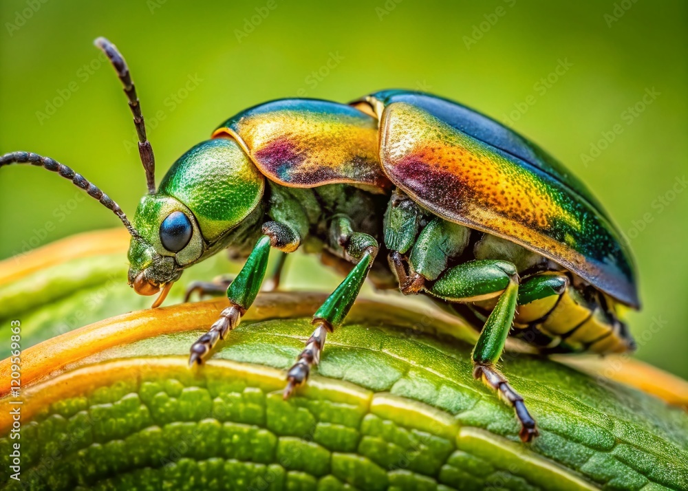 Byctiscus betulae Beetles Mating on Willow Leaf - Macro Insect Photography Byctiscus betulae Beetles Mating on Willow Leaf - Macro Insect Photography