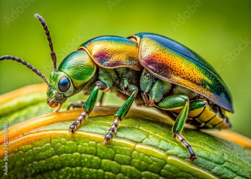 Wallpaper Mural Byctiscus betulae Beetles Mating on Willow Leaf - Macro Insect Photography Torontodigital.ca