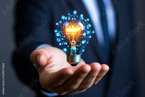 Ai generates innovative ideas business solutions in a professional environment with a focus on creativity photo