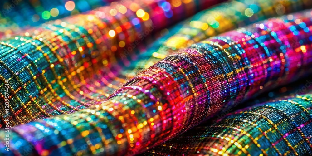 Multicolored Tweed Fabric Texture with Lurex Thread - Overhead View Multicolored Tweed Fabric Texture with Lurex Thread - Overhead View