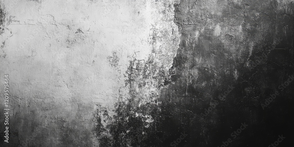 Fototapeta premium Grunge textured grey wall with dark and light areas creating a shadowy contrast and ample space for text centered in the image.