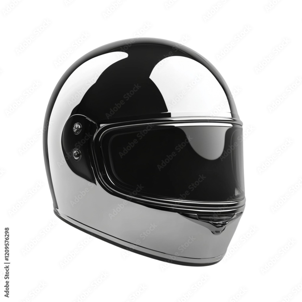 Fototapeta premium Chrome Motorcycle Helmet Stylish Head Protection Safety Gear